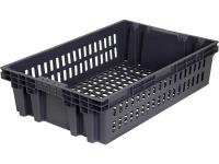 Ящик пластиковый 600x400x152,5 перфорированный, черный